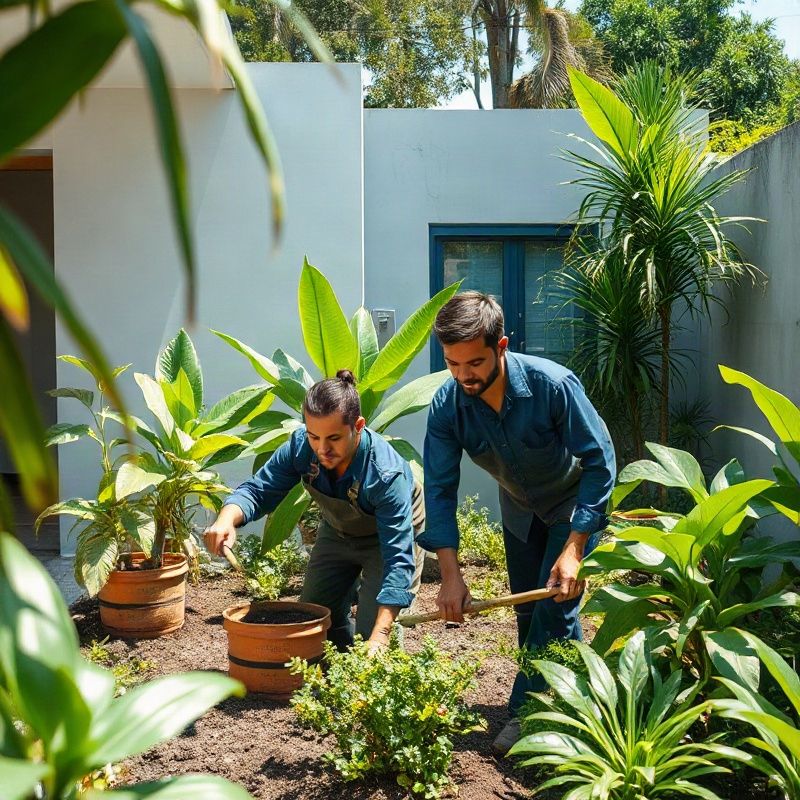 Equipe da Gardeningharbork em campo, cuidando de um jardim em Belo Horizonte